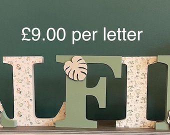 15cm Wooden letters, boys wooden freestanding letters, christening gift