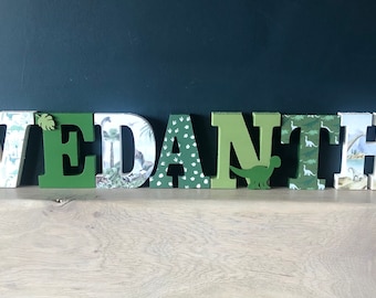 Green wooden letters, wooden freestanding letters, wooden nursery letters, wooden names