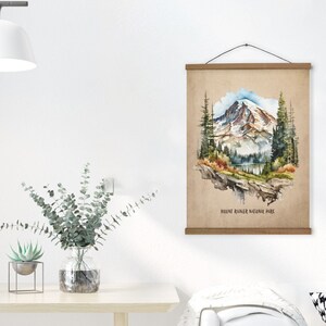 Mount Rainier National Park,Wall Hangings,Hanging Canvas,Washington,Wall Decor,Travel Gift,Mountain Painting,Hiker Gift,Home Decor,Landscape
