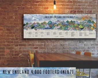 New England Home Decor, NE67, 4000 Footers, New Hampshire, White Mountains, Above Bed Decor, Cubicle Decor, Birthday Gift, Anniversary Gif