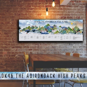 ADK46 Adirondack High Peaks Progress Tracker Coloring Canvas, ADK46 Map, ADK46er, Bucket list map, Peak Bagging, Premium Gallery Wrap Canvas