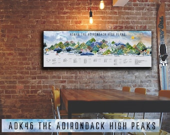 ADK46 Adirondack High Peaks Progress Tracker Coloring Canvas, ADK46 Map, ADK46er, Bucket list map, Peak Bagging, Premium Gallery Wrap Canvas