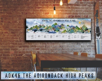 ADK46 Adirondack High Peaks Progress Tracker Coloring Canvas, ADK46 Map, ADK46er, Bucket list map, Peak Bagging, Premium Gallery Wrap Canvas