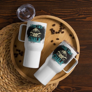 Personalized Travel mug for Rock Climbers Gift Thermal Tumbler Climbing Stainless Steel Coffee Cup w/ Handle Outdoor Lover Souvenir