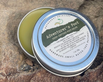 Adventurer's Foot - 100 % Natural Herb Infused Foot Salve - for dry, cracked, itchy, and stinky feet, Skincare Gift for Adventurers