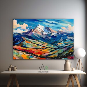 Mount Elbert Colorado Fourteeners Canvas Home Wall Decor, CO 14er Art, Dopamine, Maximalist Decor, Hikers Gift, Trendy Poster, Birthday Gift