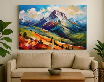 Uncompahgre Peak Colorado Canvas Wall Art, Rocky Mountain Landscape Print, Vibrant Hiking Nature Decor, Rustic Cabin Wall Hanging, Office