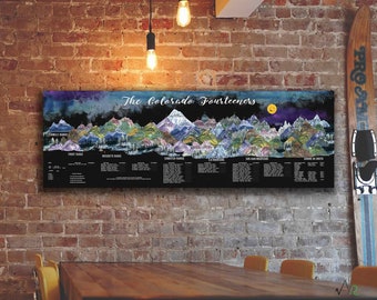 Fourteener Colorado Canvas Wall Art Print, Progress Tracker For Her, Office, Rental, Apartment Decor, Gift Souvenir, Travel Nature, Outdoors