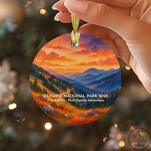 Olympic National Park Ornament,Christmas Keepsake, Hurricane Ridge Hiking Gift, Hoh Rainforest Holiday Tree Decor, Birthday, Engagement Gift