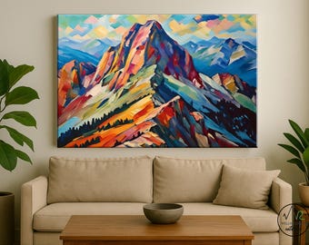 Windom Peak Colorado Wall Art, Vibrant San Juan Mountains Canvas Print, Rustic Cabin Decor, Hiking & Nature Lover Gift, Office, Bedroom