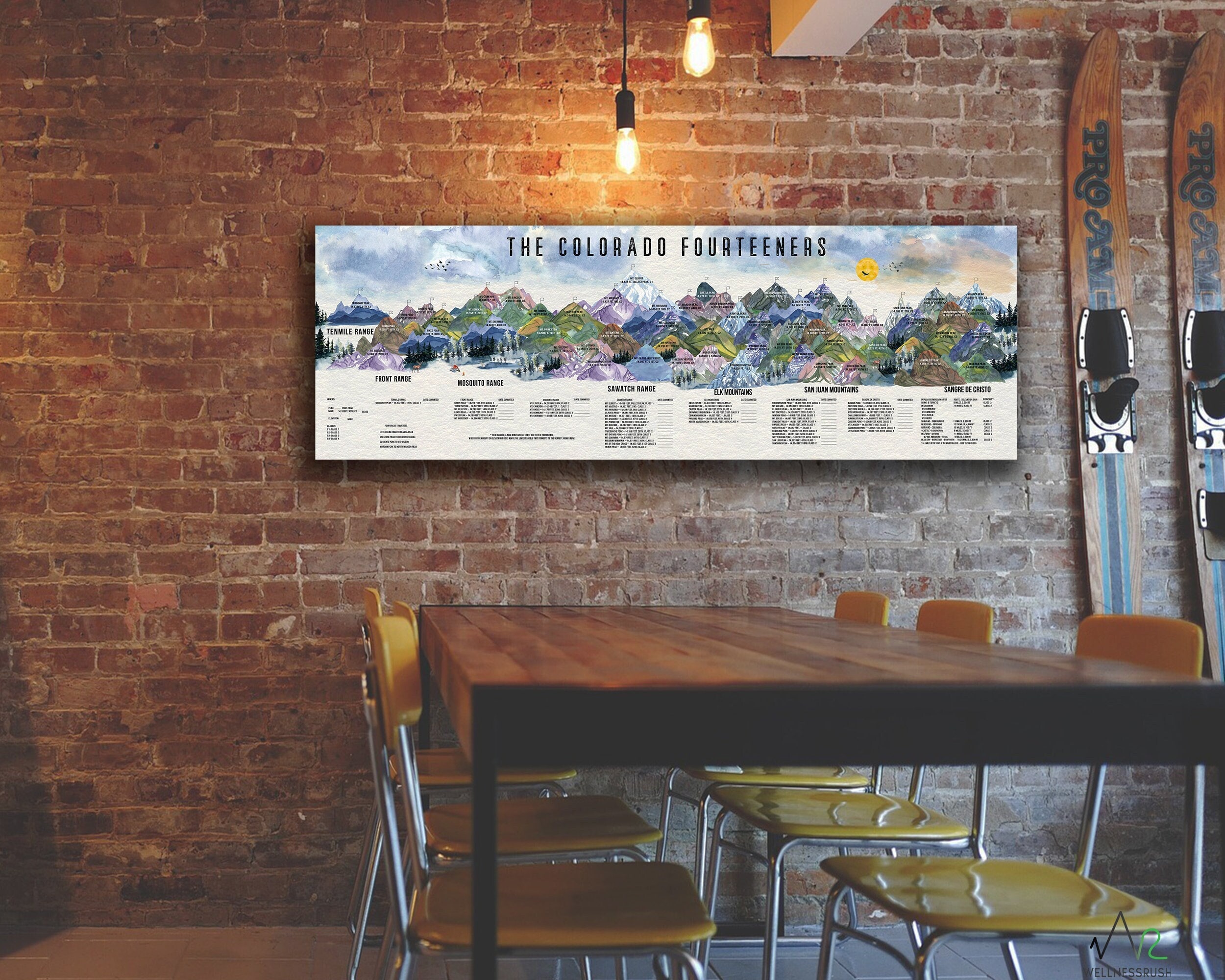 Colorado 14er Canvas Wall Art, Progress Tracker, 58 CO Fourteener Design, Rocky Mountain Forest Gift, Tracker, Landscape Decor, Nature Print