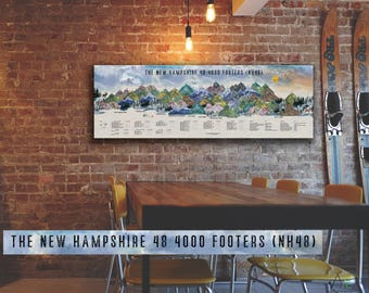 NH 4000 footers Tracker, New Hampshire Home Wall Decor, New England, White Mountains, 4000 NH High Points, Birthday Gift, Anniversary Gift