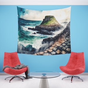 Giants Causeway,Wall Tapestry,Causeway Coast,Wall Decor,Landscape Painting,Home Decor,Home & Living,Giclee Print,Travel Gifts,Adventure Art