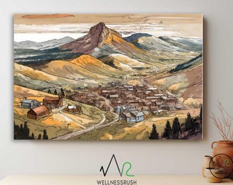 Crested Butte Colorado Wall Art, Rustic Mountain Town Canvas Print, Ski Cabin Decor, Colorado Landscape Artwork for Hikers and Travelers Art