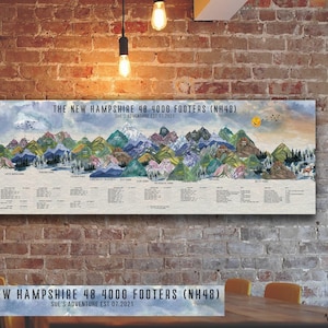 Impresión de las Montañas Blancas, lienzo NH48, arte personalizado de New Hampshire, decoración de las Montañas Blancas, impresiones de Nueva Inglaterra, arte de montaña, puntos culminantes de New Hampshire