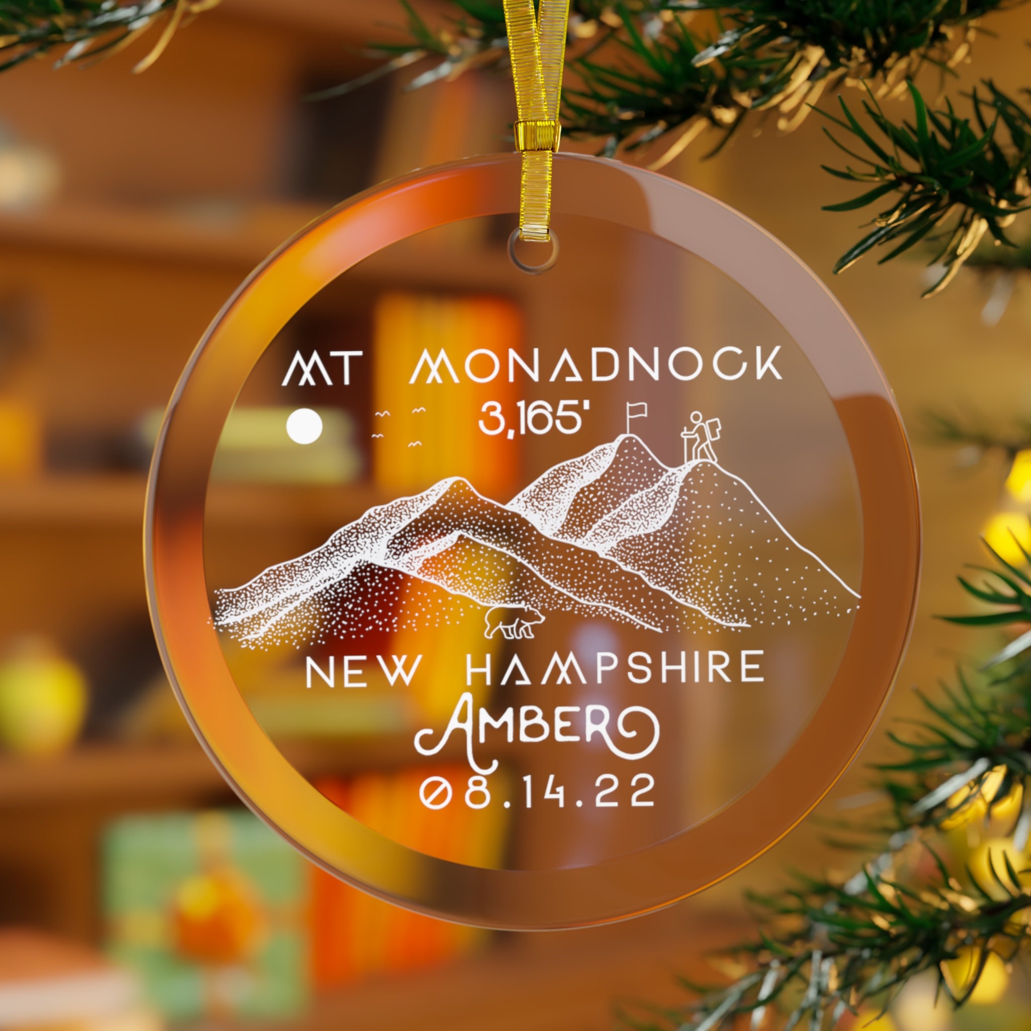 Personalized Mount Monadnock Grand Monadnock Glass Ornament - Etsy