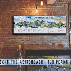 ADK46 Adirondack High Peaks, Progress Tracker, ADK46 Map, ADK 46er, Bucket List, Above Bed Decor, Office Decor, Birthday Gift, Anniversary
