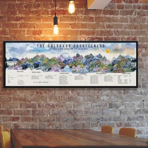 CO 14er Home Wall Decor, Personalize Colorado Fourteener Mountains Canvas Progress Tracker, Rockies, Office Decor, Above Bed Decor, Maximal
