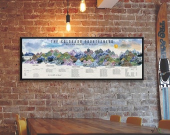 CO 14er Home Wall Decor, Personalize Colorado Fourteener Mountains Canvas Progress Tracker, Rockies, Office Decor, Above Bed Decor, Maximal