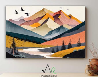 Colorado Mountains Wall Art, Modern Landscape Canvas Print, Rustic Cabin Decor, Hiking Adventure Gift for Nature Lovers and Travelers, Home