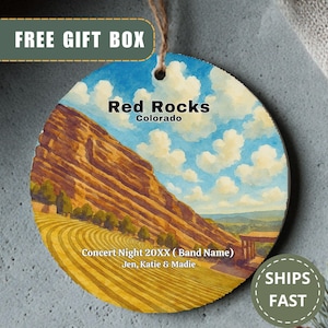 Red Rocks Amphitheater Colorado Christmas Ceramic Ornament Keepsake, Entertainment Music Concert Vacation Gift