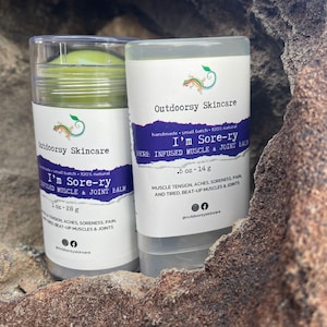 I&#39;m Sore-ry 100% Natural Herb-Infused Adventure Muscle & Joint Balm - for muscle tension, aches, soreness, pain, and tired, beat up muscles