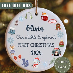 Personalized Baby’s Winter First Christmas Ornament 2025, Custom Baby Outdoor 1st Holiday Bauble, Skiing Family Gift, Skier Winter Keepsake