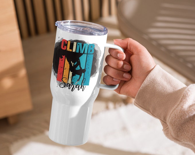 Personalized Climbing Mug for Rock Climbers Gift Custom Thermal Tumbler for Outdoor Lover Stainless Steel Coffee Cup