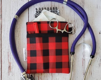 Buffalo Plaid Nurse Scrub Pocket Organizer • Purse organizer • Nurse Graduation Gift • Clinical Tool, RN, CNA, LPN, Vet Tech.