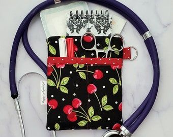 Nurse Scrub Pocket Organizer • Nurse Organizer. Nurse Gift, Nurse Graduation Gift, Clinical, RN, CNA, LPN, Vet Tech • Cherry, Cherries