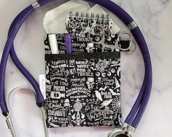 Nurse Scrub Pocket Organizer • Nurse Organizer. Nurse Gift, Nurse Graduation Gift, Clinical, RN, CNA, LPN, Vet Tech • Spooky, Witch