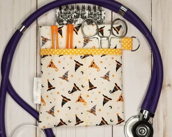 Nurse Scrub Pocket Organizer! Purse organizer. Nurse Gift, Graduation, Clinical, RN, CNA, LPN, Vet Tech. Witch Hats/Halloween! *R2S*