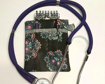 Nurse Scrub Pocket Organizer! Purse organizer. Nurse Gift, Graduation, Clinical, RN, CNA, LPN, Vet Tech. Chalk Sugar Skulls!