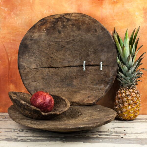 Primitive Bowl set, Rustic Wooden Pedestal, Wooden Centerpiece, Wooden Dough Bowl, trough bowl, Antique cookware, Rustic Wedding Decor