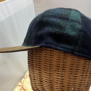 VTG Pendleton Blue Green Tartan Plaid Trucker Baseball Cap Hat Men's Suede Bill zdjęcie 3