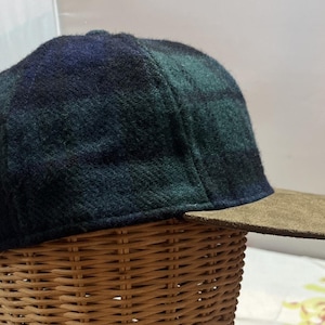 VTG Pendleton Blue Green Tartan Plaid Trucker Baseball Cap Hat Men's Suede Bill zdjęcie 1