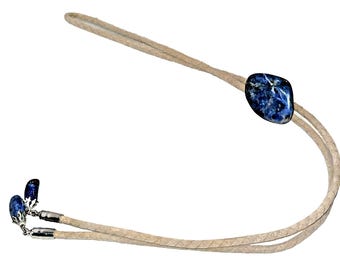 C1970s Blue Sodalite Bolo Tie Retro Western