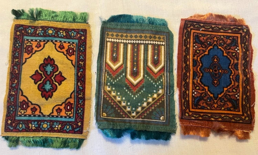 4 SALESMAN SAMPLES Felt Rug Oriental Persian Miniature Dollhouse Rug 5x3 NY Etsy