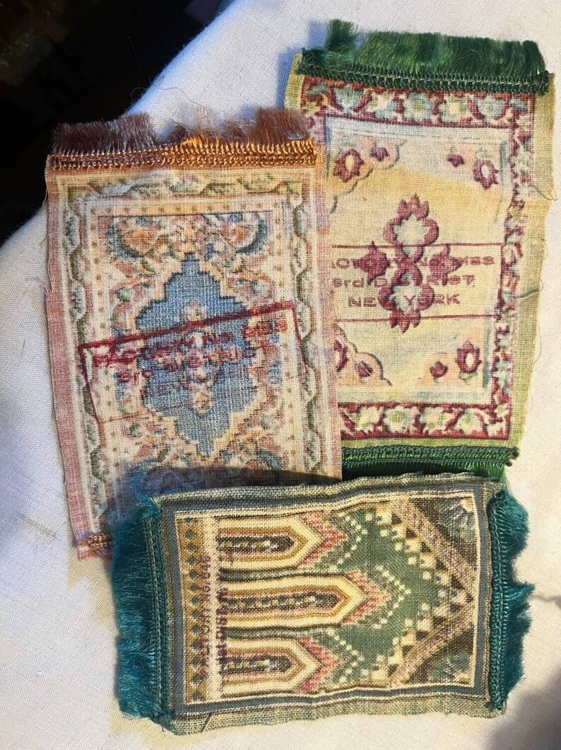 4 SALESMAN SAMPLES Felt Rug Oriental Persian Miniature Dollhouse Rug 5x3 NY Etsy