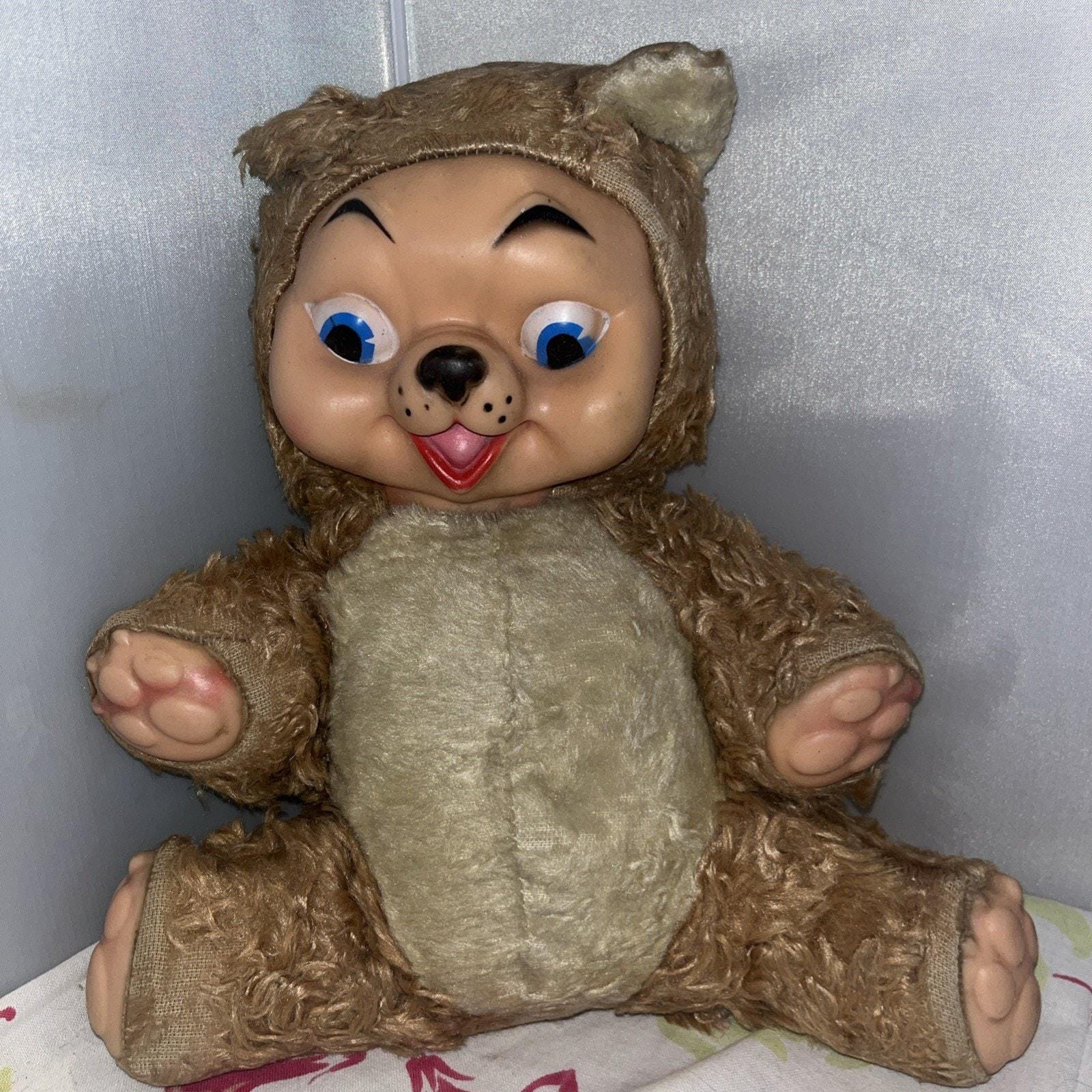 Vintage Teddy Bear With Rubber Face - Etsy