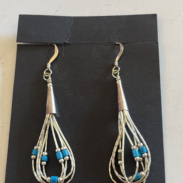 Sterling Rising Sun Mark American Indian Made Earrings w Turquoise