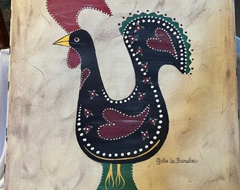 Galo de Barcelos, Portugese haan origineel schilderij van Jan C