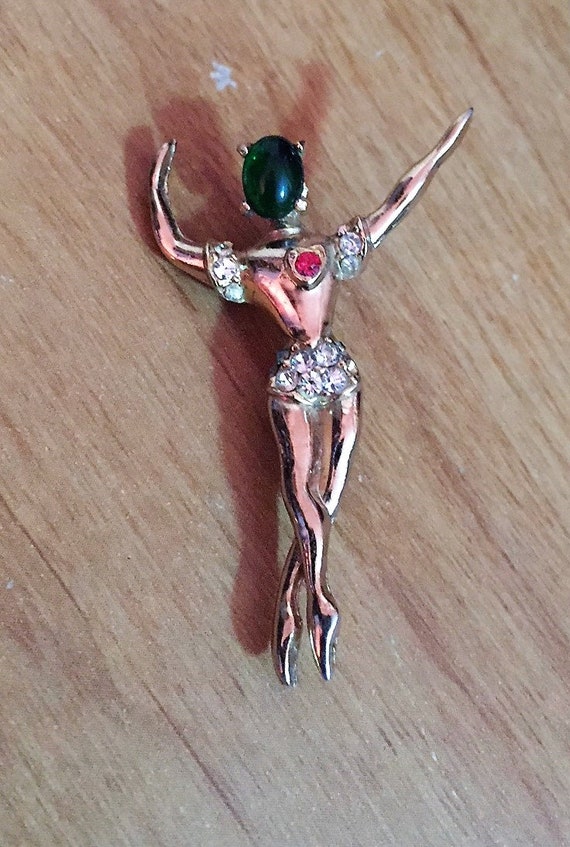 C1940's Coro Signed Ballerina Brooch - MALE UNUSUA