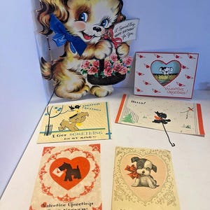 6 biglietti d'auguri vintage a tema CANE per San Valentino e compleanno - Scrapbook Junk Journal Craft