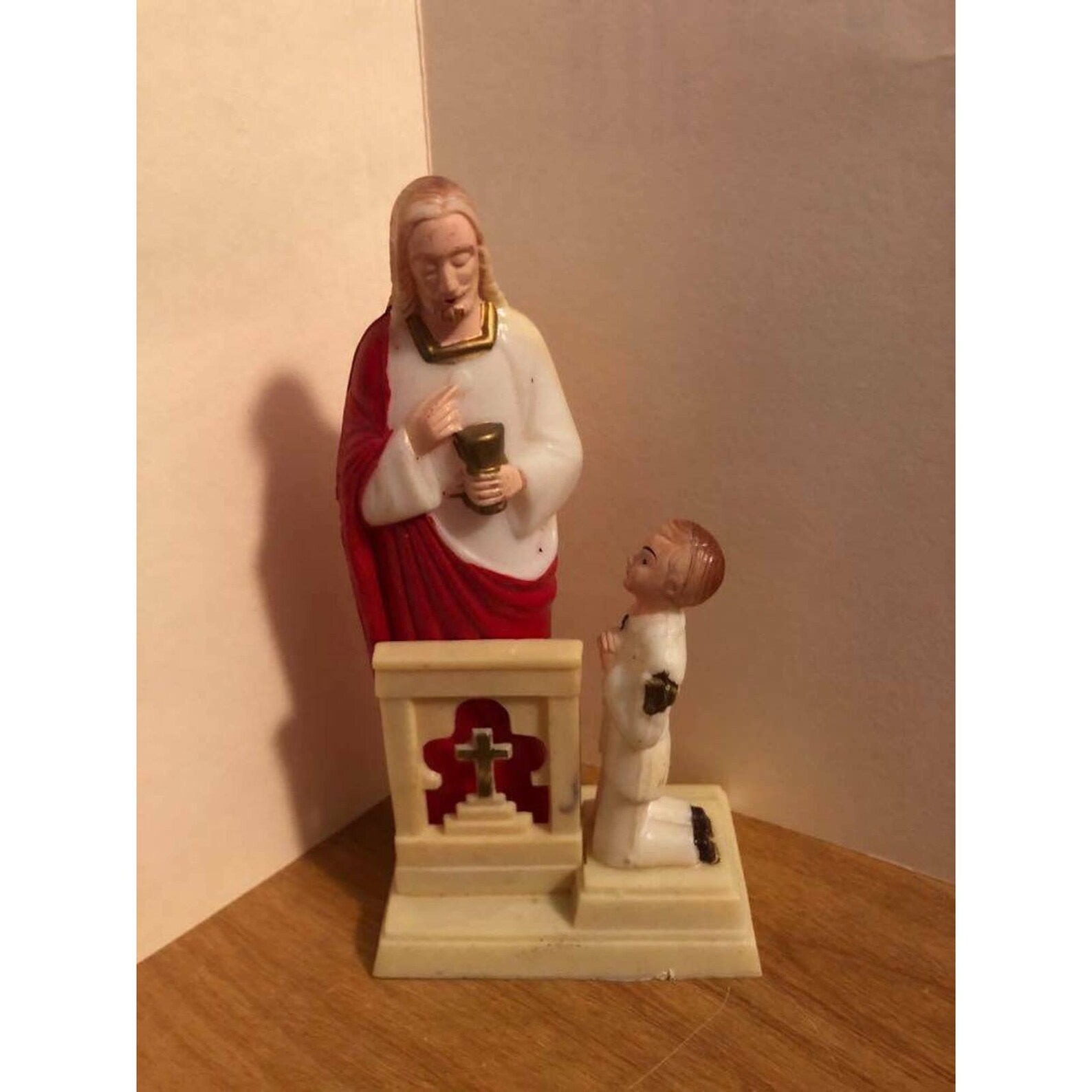 Vintage Plastic Jesus Christ & Kneeling Child First Communion Etsy