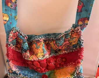 Handmade Artistic Purse Laurel Burch Fabric Boho