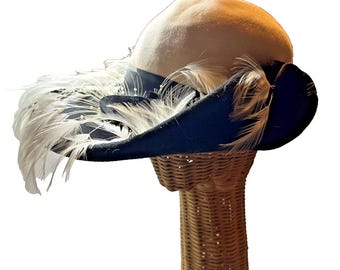 Glamourous Vintage Mr Charles Wool Woman’s Hat with Feathers