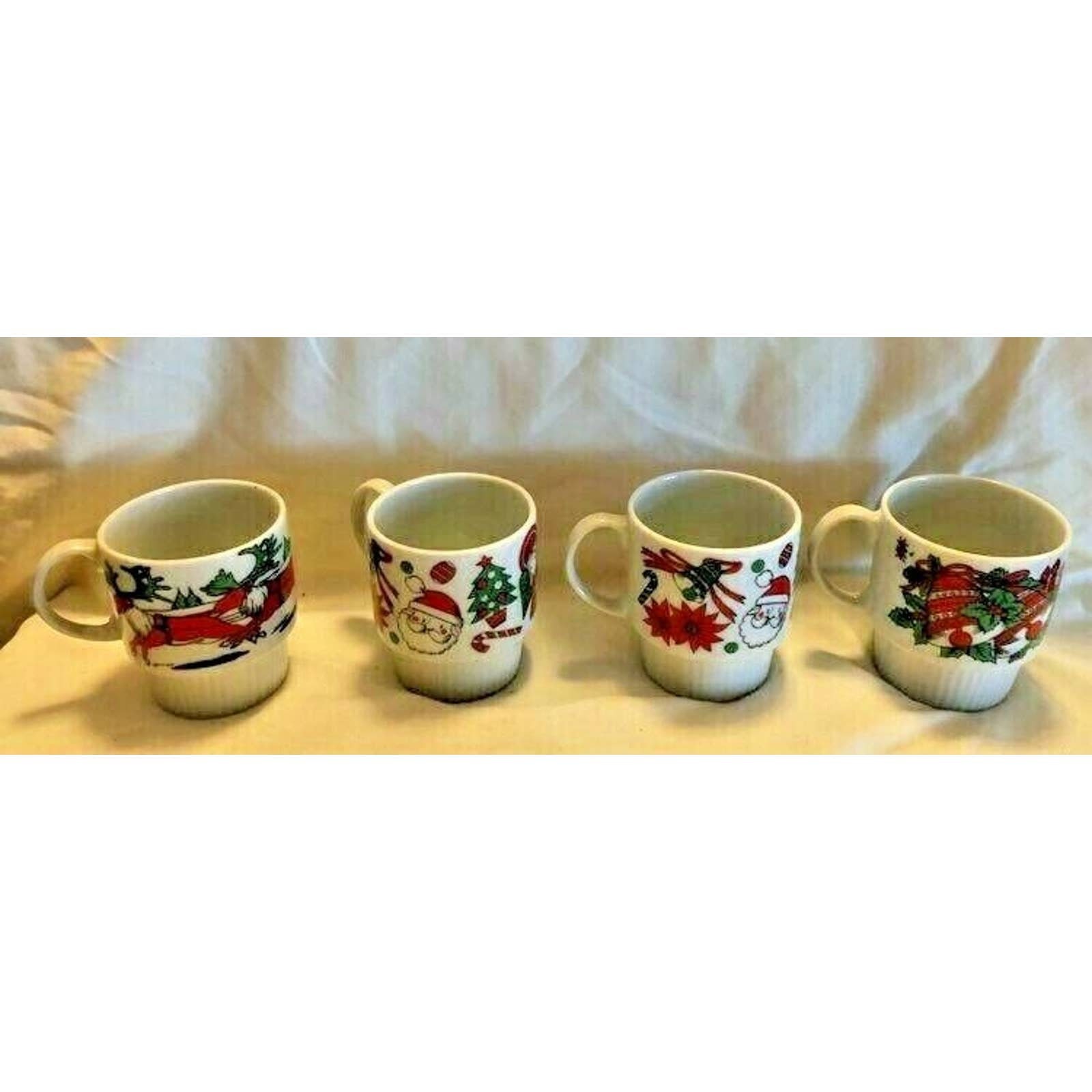 Vintage 4 Santa Christmas Stacking Mugs Cups Japan  Etsy