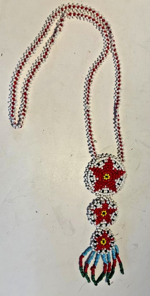 Vintage 1970s Native American Necklace Western Han
