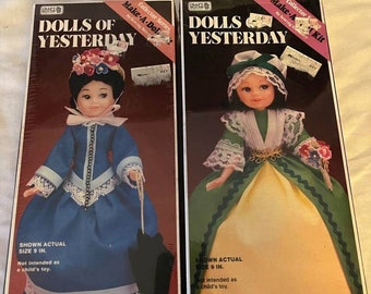 2 Craft House Make A Doll Kit Dolls Of Yesterday Colonial and Victorian SEALED